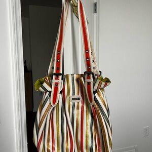 Vintage Sharif Multicolor Striped Shoulder Bag